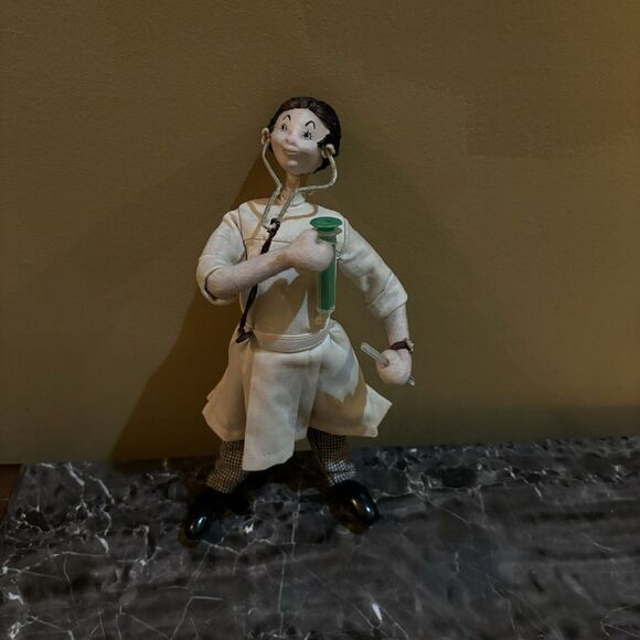 ROLDAN‎ KLUMPE DOLL  DOCTOR WITH THERMOMETER MADE IN SPAIN CLOTH Vintage 10" - Picture 1 of 9